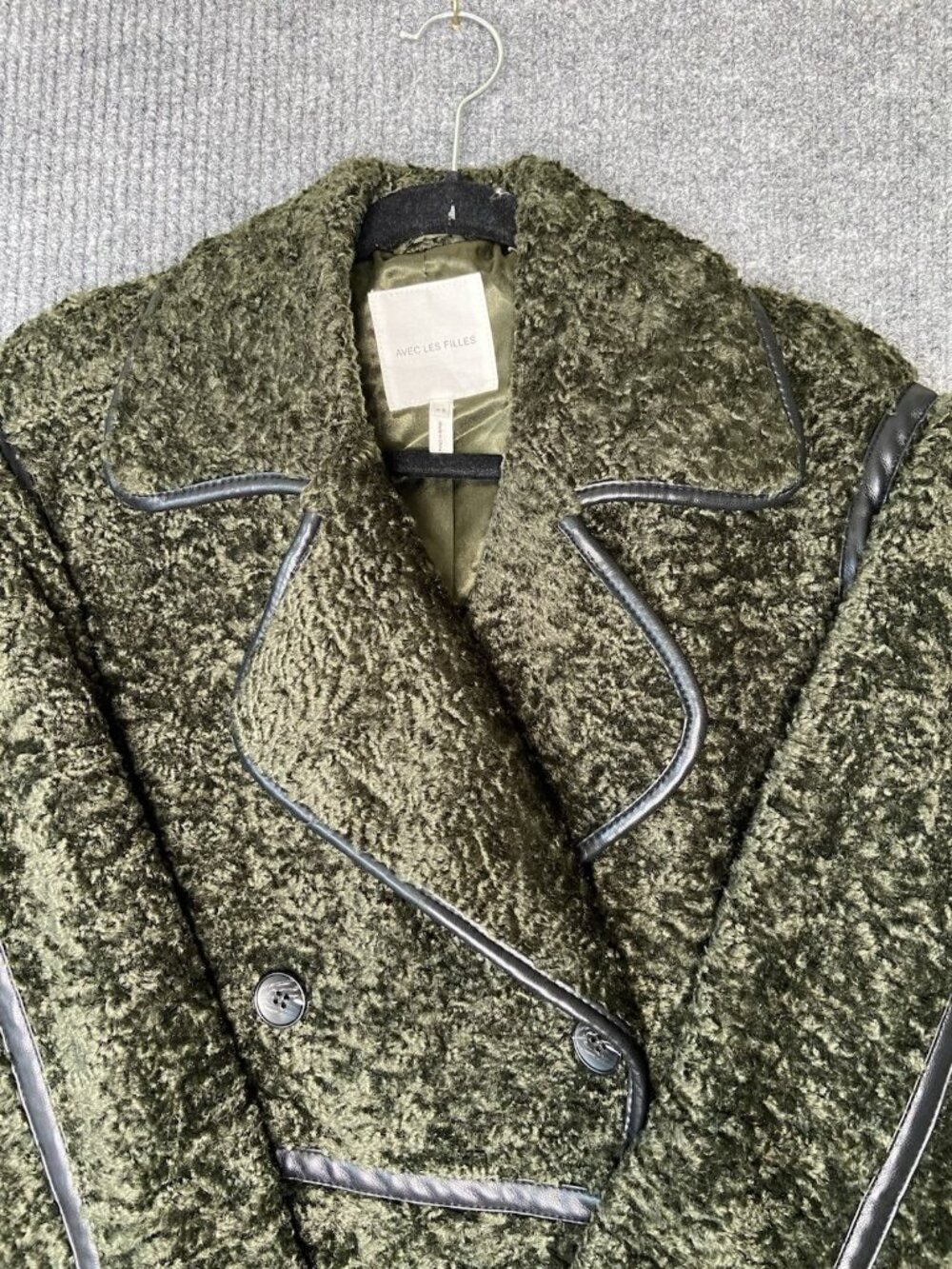 Avec Les Filles Tailored Sherpa Coat green jacket Anthropologie sz XS (Sold Out) - Picture 6 of 8